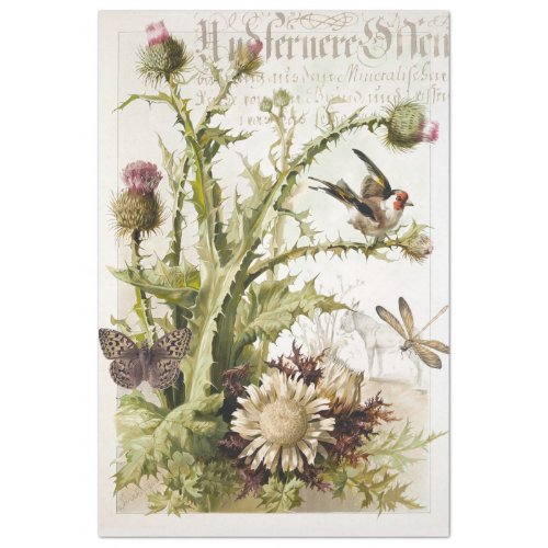 GOLDFINCH AND THISTLES VINTAGE ART TISSUE PAPER