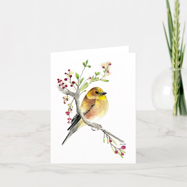 Goldfinch Beautiful Watercolor Note Card (Beautiful Goldfinch Watercolor Blank Note Cards from Jenn Steffen Art)