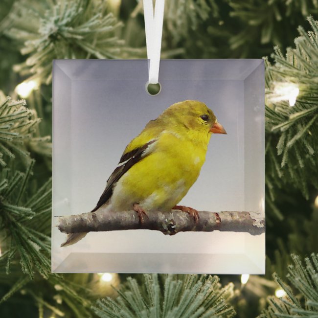 Goldfinch Beveled Glass Ornament