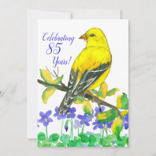 Goldfinch Bird 85th Birthday Party Invitation