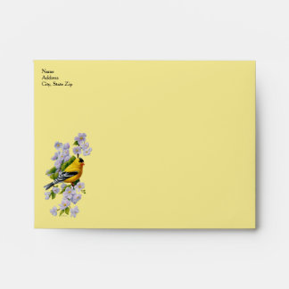 Goldfinch Bird and Apple Blossoms Yellow Envelope