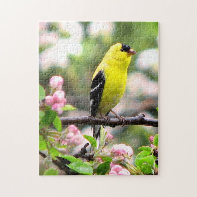 Goldfinch Bird in Apple Tree with Flowers Puzzle
