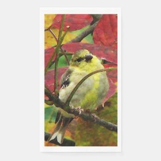 Goldfinch Bird in Autumn Paper Guest Towel Napkin