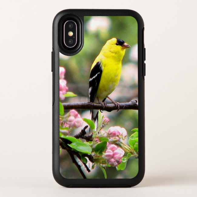 Goldfinch Bird Pink Flowers OtterBox iPhone X Case