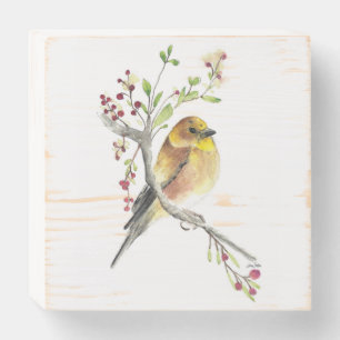 Goldfinch Bird Watercolor Art Wooden Box Sign