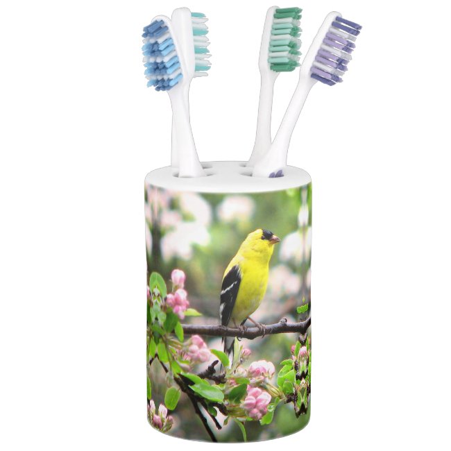 Goldfinch Birds and Pink Flowers Bathroom Sets