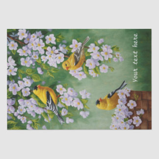 Goldfinch Birds & Apple Blossom Flowers Tissue Paper