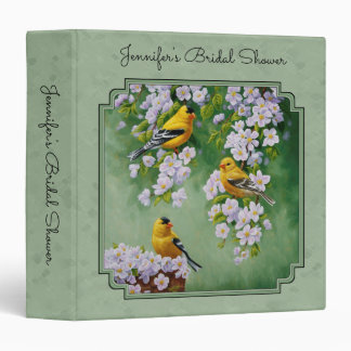 Goldfinch Birds & Apple Blossoms Yellow 3 Ring Binder