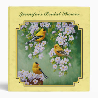 Goldfinch Birds & Apple Blossoms Yellow Binder