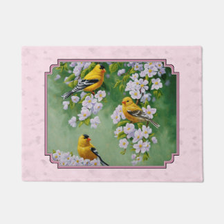 Goldfinch Birds & Flowers Pink Doormat