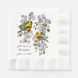 Goldfinch Birds & Flowers U-Pick Background Color Paper Napkins