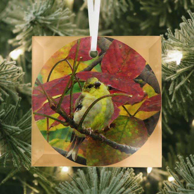 Goldfinch Christmas Beveled Glass Ornament