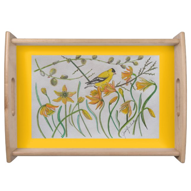 Goldfinch & Daffodils Serving Tray (Front)