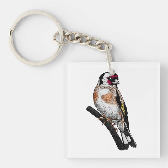 Goldfinch drawing keychain (Front)