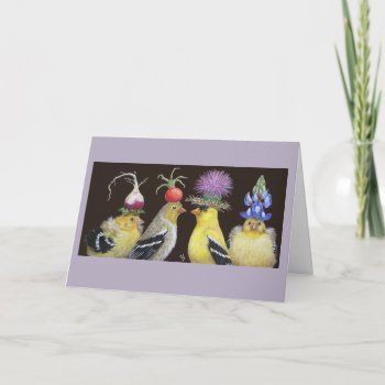 Goldfinch Family Greeting Card by vickisawyer at Zazzle