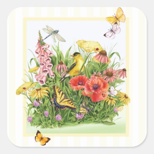 Goldfinch Garden Square Sticker