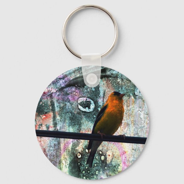Goldfinch Grunge Keychain (Front)