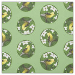 Goldfinch in Dogwood Blossoms Original Bird Art Fabric