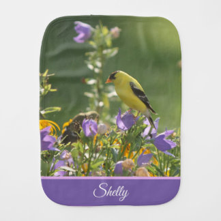 Goldfinch on a Harebell Flower Baby Burp Cloth