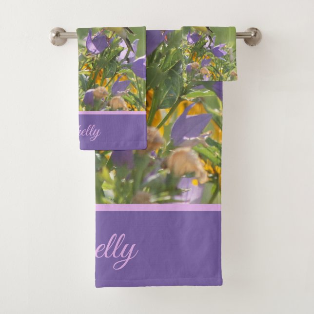 Goldfinch on a Harebell Flower  Bath Towel Set (Insitu)