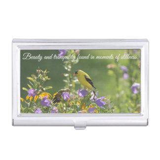 Goldfinch on a Harebell Flower Business Card Case