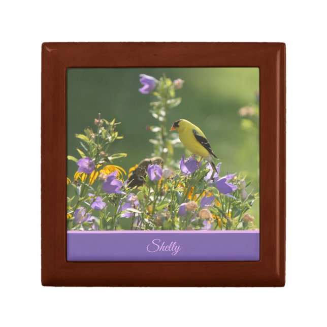 Goldfinch on a Harebell Flower Gift Box (Front)