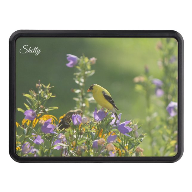 Goldfinch on a Harebell Flower   Hitch Cover (Front)