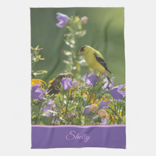 Goldfinch on a Harebell Flower   Kitchen Towel