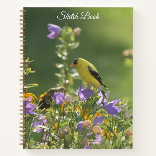 Goldfinch on a Harebell Flower Notebook