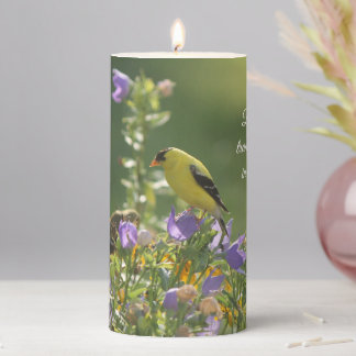 Goldfinch on a Harebell Flower     Pillar Candle