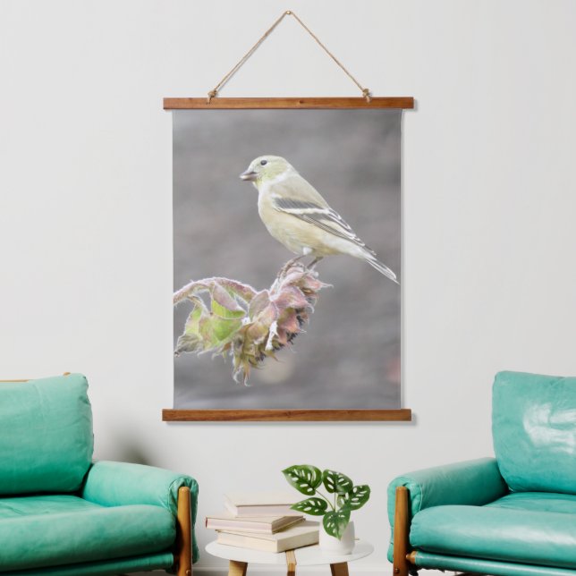 Goldfinch on Sunflower Hanging Tapestry (Living Room)