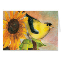 Goldfinch on Sunflowers