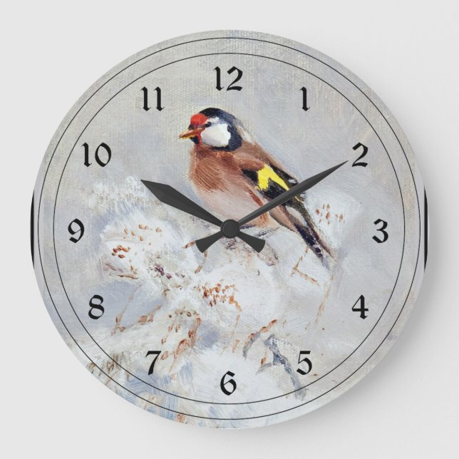 Goldfinch, painting by Georg Stoopendaal Large Clock (Front)