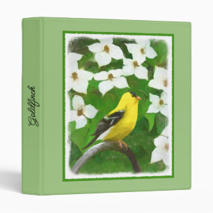 Goldfinch Painting - Cute Original Dog Art 3 Ring Binder