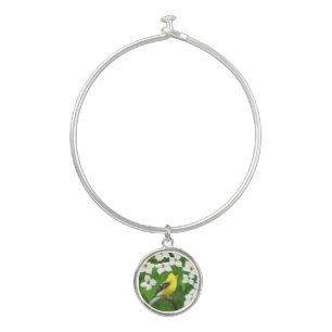 Goldfinch Painting - Cute Original Dog Art Bangle Bracelet