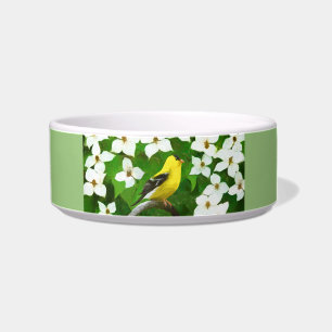 Goldfinch Painting - Cute Original Dog Art Bowl
