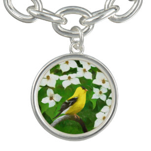 Goldfinch Painting - Cute Original Dog Art Bracelet