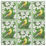 Goldfinch Painting - Cute Original Dog Art Fabric