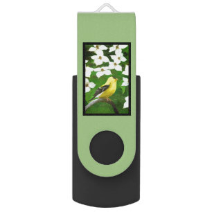 Goldfinch Painting - Cute Original Dog Art Flash Drive