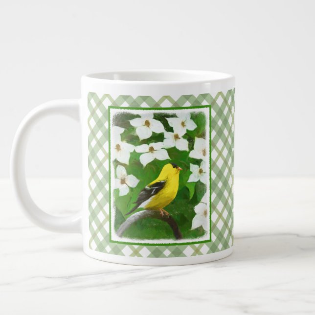 Goldfinch Painting - Cute Original Dog Art Giant Coffee Mug (Left)