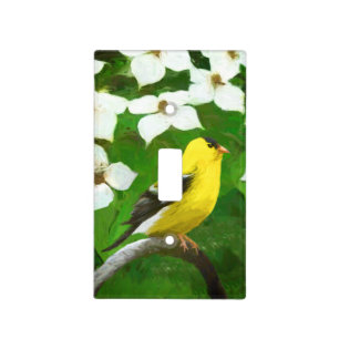 Goldfinch Painting - Cute Original Dog Art Light Switch Cover