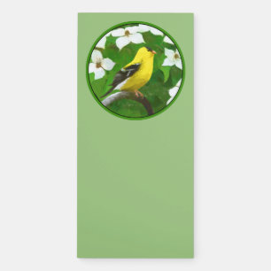 Goldfinch Painting - Cute Original Dog Art Magnetic Notepad