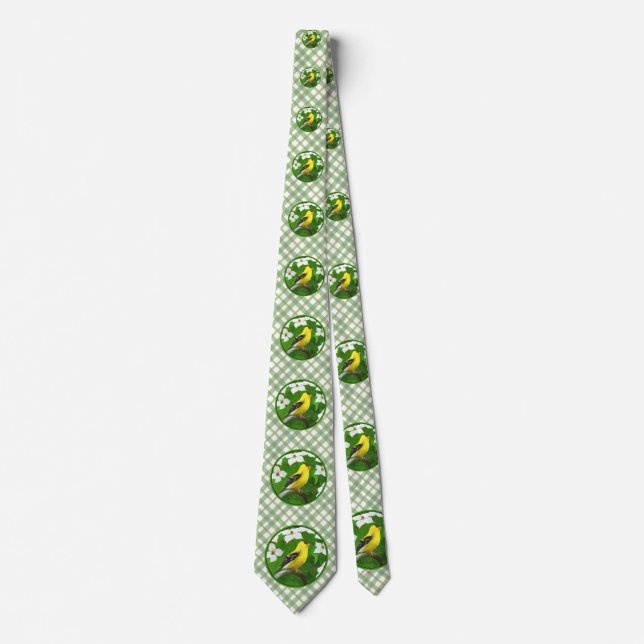 Goldfinch Painting - Cute Original Dog Art Neck Tie (Front)