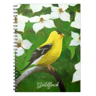 Goldfinch Painting - Cute Original Dog Art Notebook