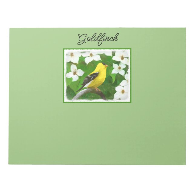Goldfinch Painting - Cute Original Dog Art Notepad (Front)