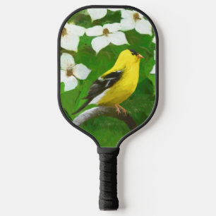 Goldfinch Painting - Cute Original Dog Art Pickleball Paddle