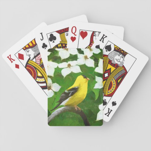 Goldfinch Painting _ Cute Original Dog Art Playing Cards