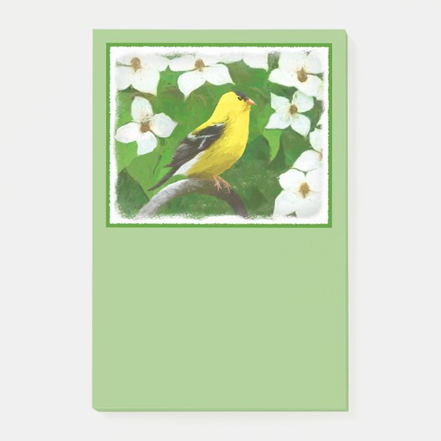 Goldfinch Painting - Cute Original Dog Art Post-it Notes (Front)
