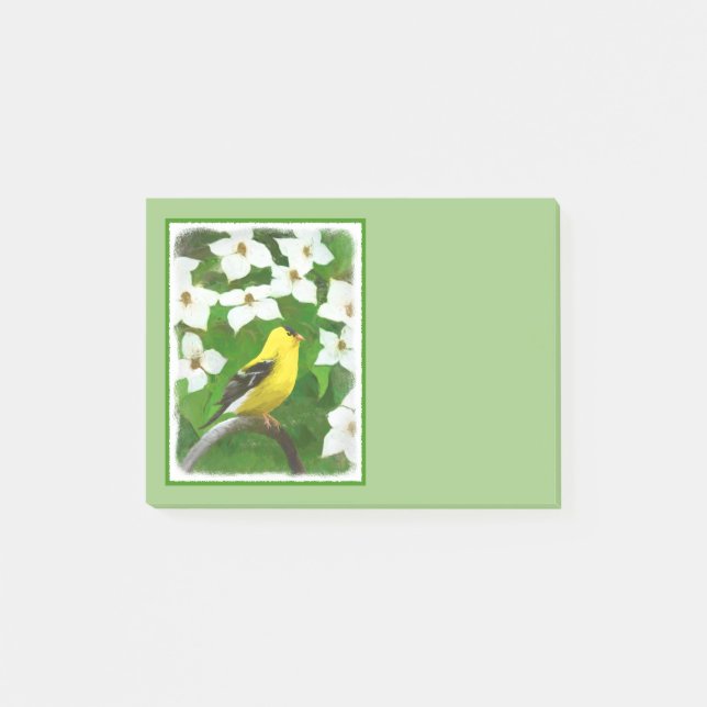 Goldfinch Painting - Cute Original Dog Art Post-it Notes (Front)