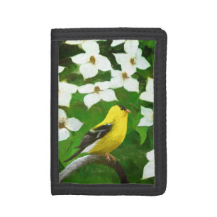Goldfinch Painting - Cute Original Dog Art Trifold Wallet